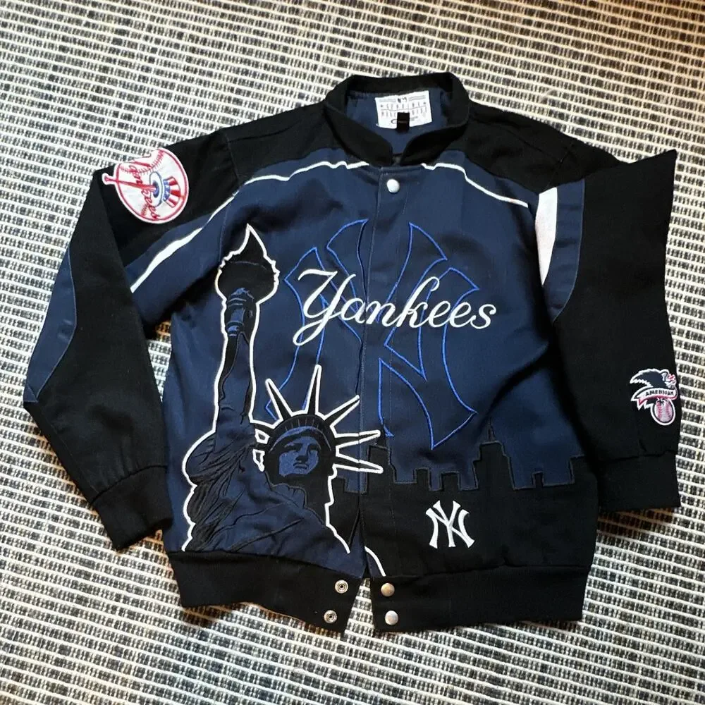 G-III Sports New York Yankees MLB Baseball Jacket Size Boys M 12-14 Blue Black